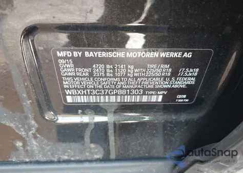 2016 BMW X1 xDrive28I z USA, uszkodzony, nr VIN WBXHT3C37GP881303